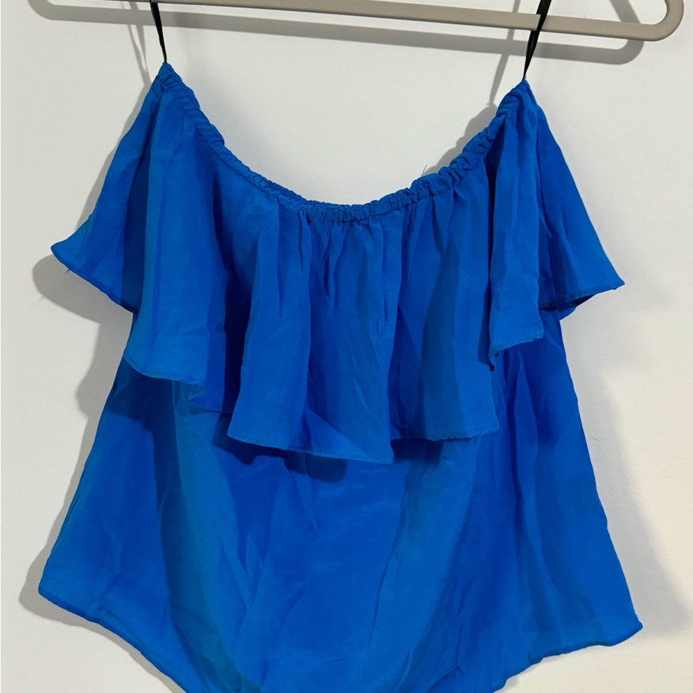Olive + Olivia Vibrant Blue Ruffle Strapless Top